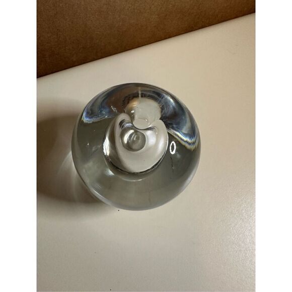 Crystal Glass Bud Vase Vintage Hand Blown Ball Thick Paper Weight Heavy 2.5” - Picture 2 of 9